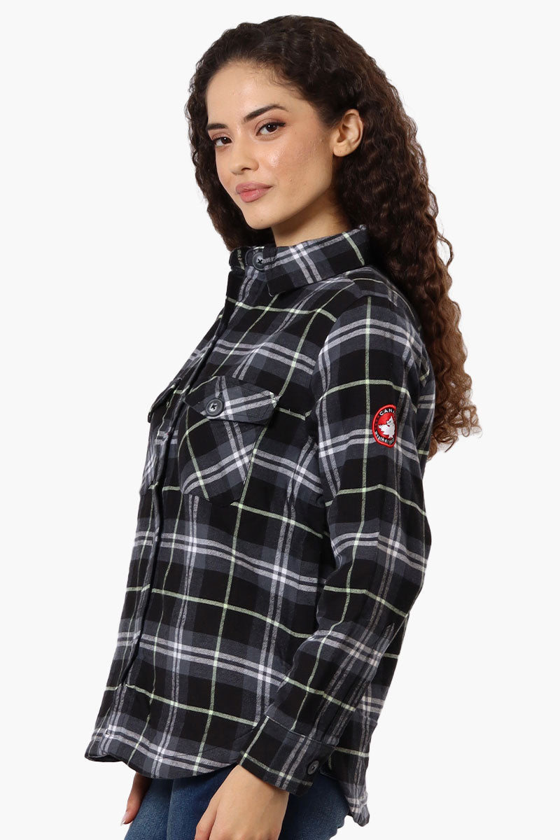 Canada Weather Gear Sherpa Lined Flannel Lightweight Jacket - Black - Womens Lightweight Jackets - Canada Weather Gear