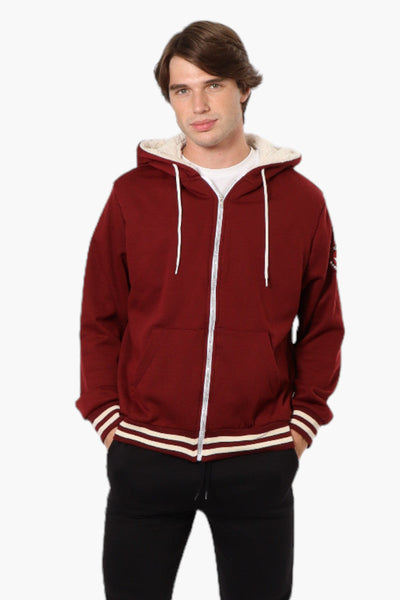 Canada Weather Gear Hooded Sherpa Lined Lightweight Jacket - Burgundy - Mens Lightweight Jackets - Canada Weather Gear