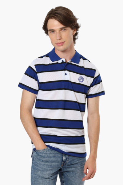 Canada Weather Gear Striped Button Up Polo Shirt - Blue - Mens Polo Shirts - Canada Weather Gear