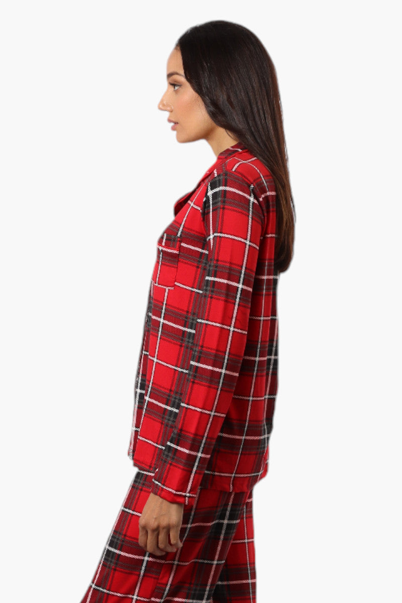 Canada Weather Gear Plaid Button Down Pajama Top - Red - Womens Pajamas - Canada Weather Gear