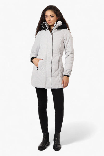 Canada Weather Gear Chevron Quilted Parka Jacket - White - Womens Parka Jackets - Canada Weather Gear