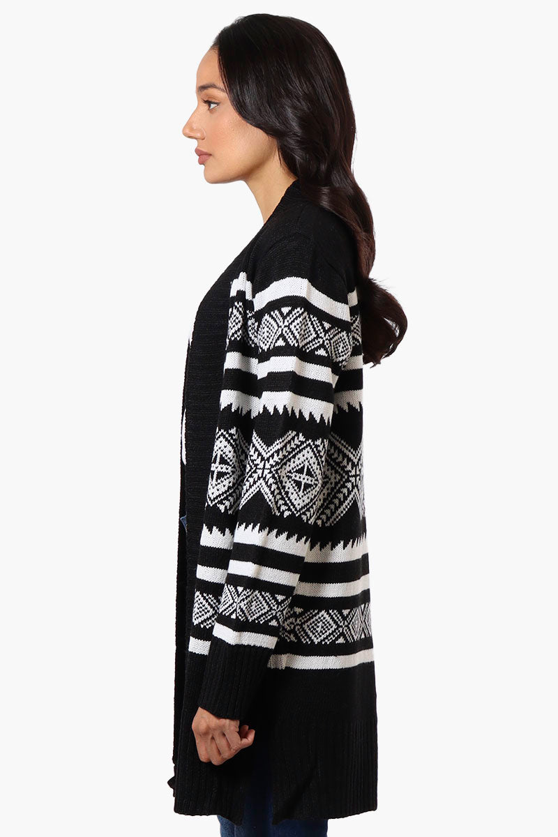 Canada Weather Gear Patterned Wrap Cardigan - Black - Womens Cardigans - Canada Weather Gear