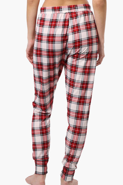 Cuddly Canuckies Plaid Jogger Pajama Pants - Red - Womens Pajamas - Canada Weather Gear