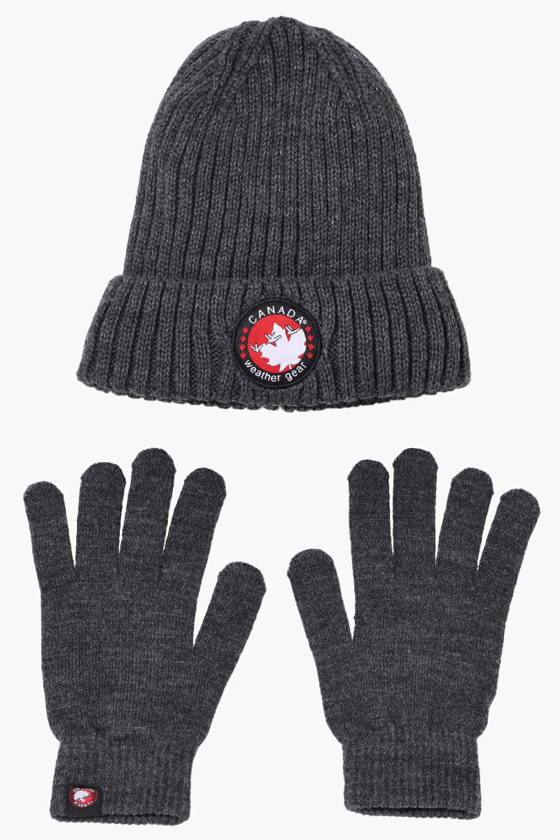 Canada Weather Gear Gloves Cuffed Beanie Hat Set - Grey - Womens Hats - Canada Weather Gear