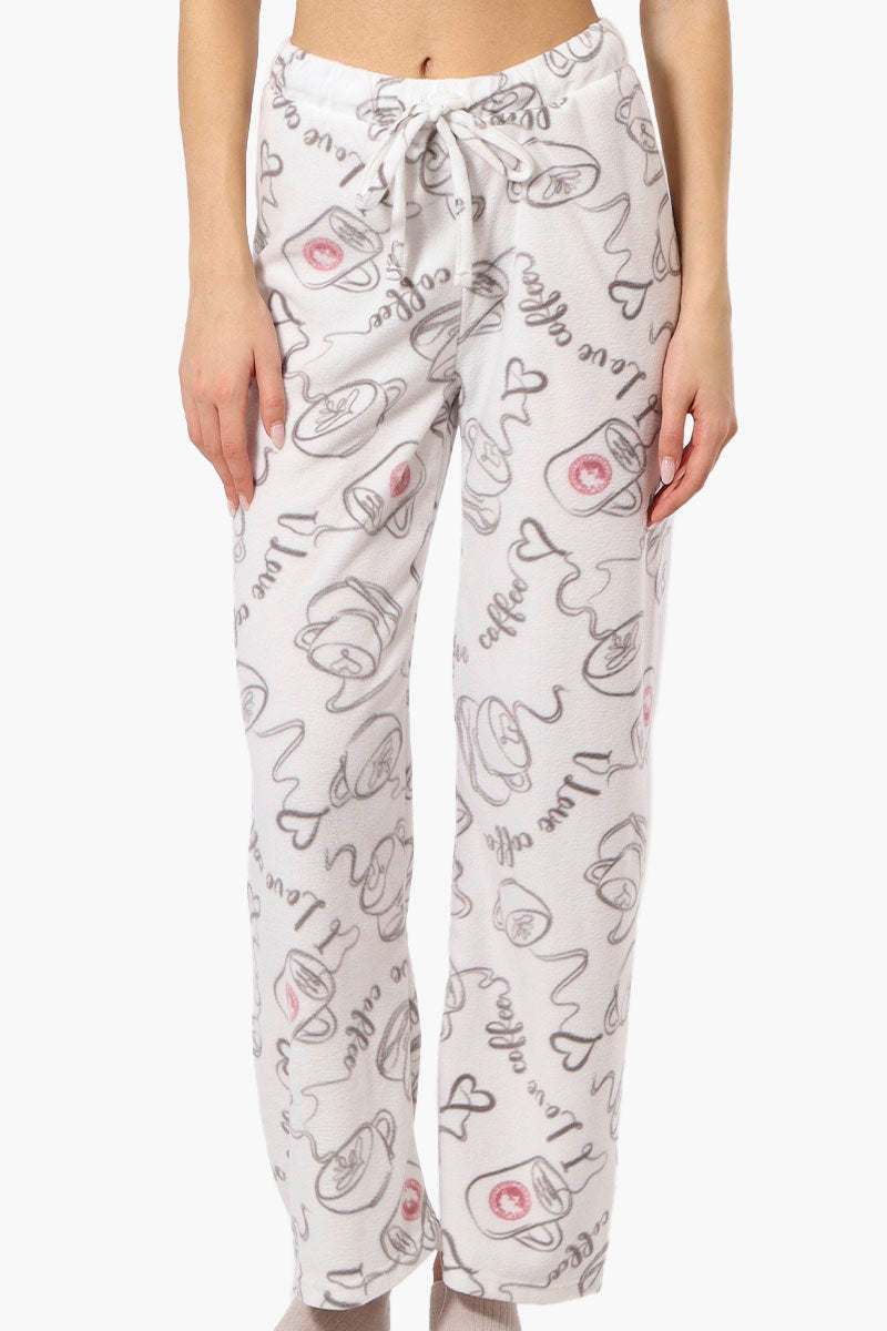 Canada Weather Gear Coffee Pattern Wide Leg Pajama Pants - White - Womens Pajamas - Canada Weather Gear