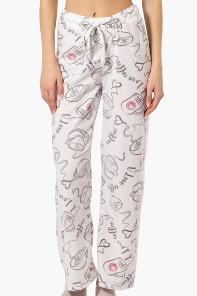 Canada Weather Gear Coffee Pattern Wide Leg Pajama Pants - White - Womens Pajamas - Canada Weather Gear