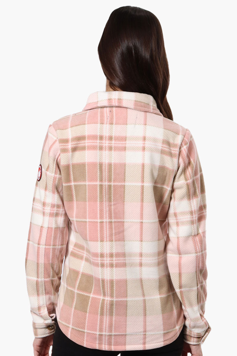 Canada Weather Gear Fleece Plaid Button Up Shirt - Pink - Womens Shirts & Blouses - Canada Weather Gear