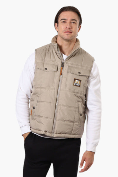 Canada Work Gear Sherpa Collar Bubble Vest - Beige - Mens Vests - Canada Weather Gear