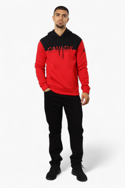 Canada Weather Gear Colour Block Embroidered Logo Hoodie - Red - Mens Hoodies & Sweatshirts - Canada Weather Gear