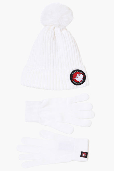 Canada Weather Gear Gloves Pom Pom Hat Set - White - Womens Hats - Canada Weather Gear