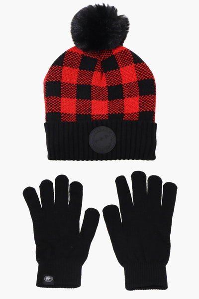 Canada Weather Gear Gloves Pom Pom Hat Set - Red - Womens Hats - Canada Weather Gear