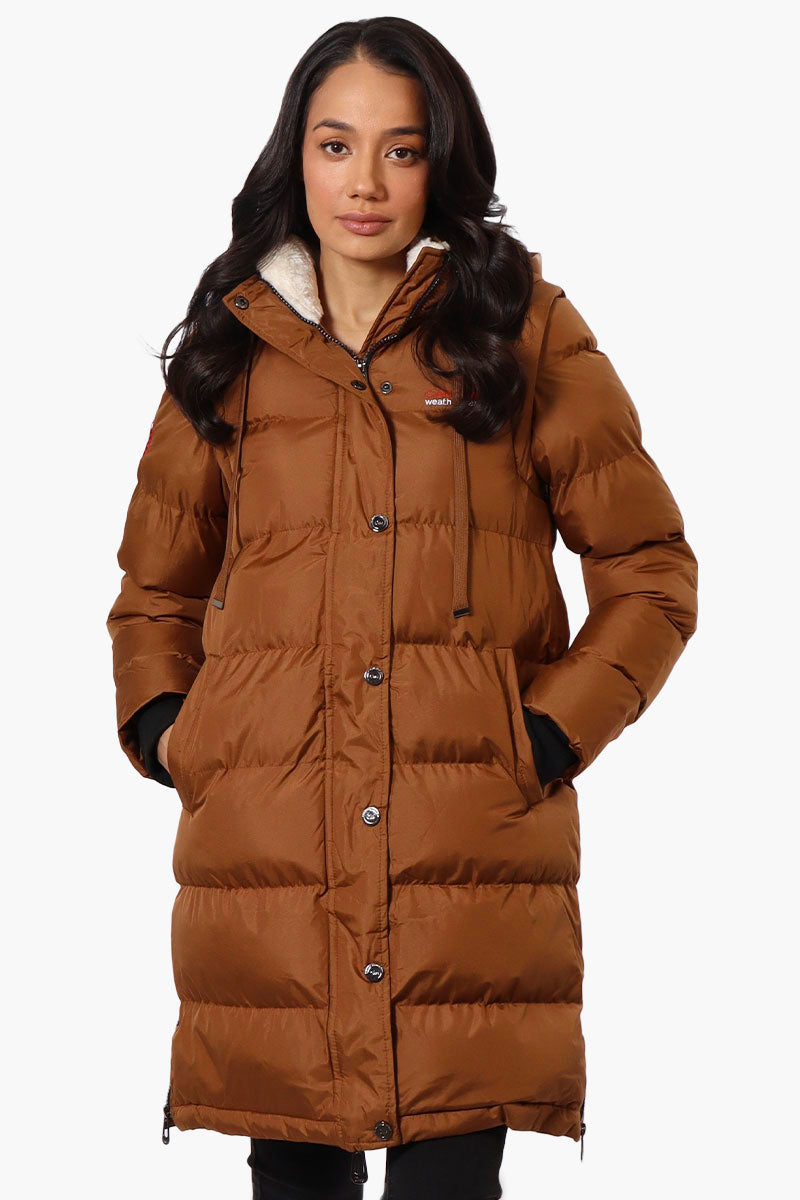 Canada Weather Gear Side Slit Puffer Parka Jacket - Brown - Womens Parka Jackets - Canada Weather Gear