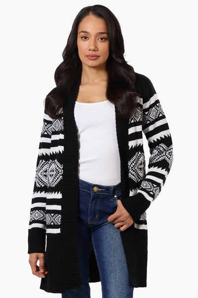 Canada Weather Gear Patterned Wrap Cardigan - Black - Womens Cardigans - Canada Weather Gear