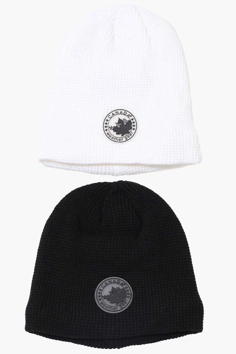 Canada Weather Gear 2 Pack Plush Lined Beanie Hat - White - Mens Hats - Canada Weather Gear