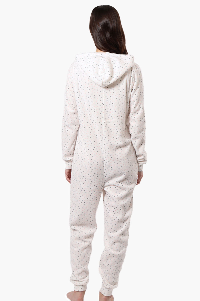 Cuddly Canuckies Hooded Dotted Pattern Onesie - White - Womens Onesies - Canada Weather Gear