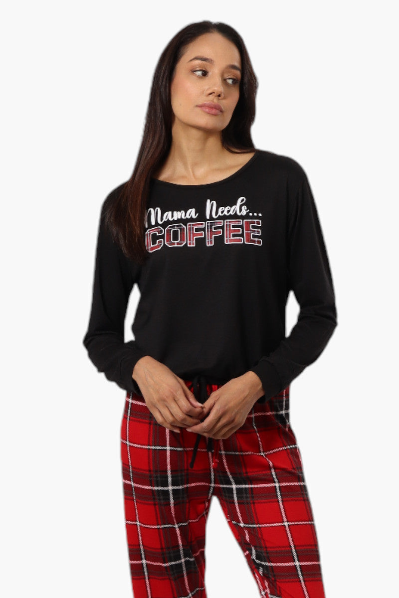 Canada Weather Gear Coffee Print Drawstring Pajama Top - Black - Womens Pajamas - Canada Weather Gear