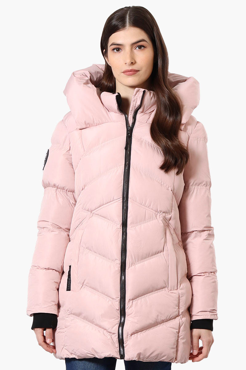 Canada Weather Gear Chevron Quilted Puffer Parka Jacket - Pink - Womens Parka Jackets - Canada Weather Gear