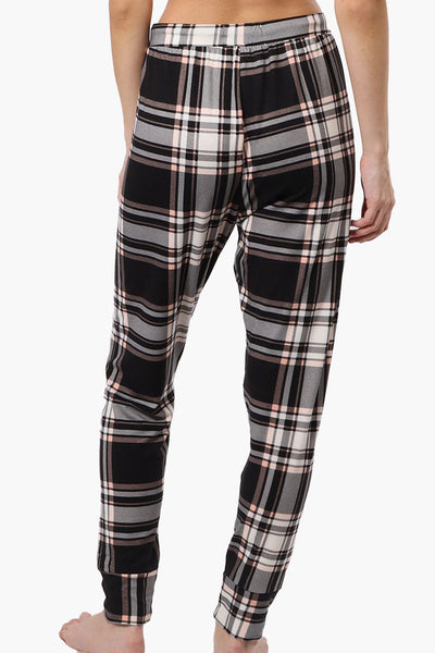 Cuddly Canuckies Plaid Jogger Pajama Pants - Black - Womens Pajamas - Canada Weather Gear