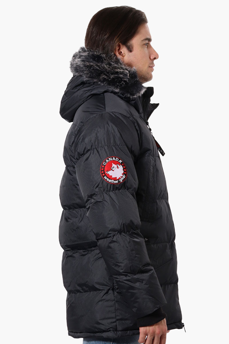 Canada Weather Gear Faux Fur Hood Parka Jacket - Black - Mens Parka Jackets - Canada Weather Gear