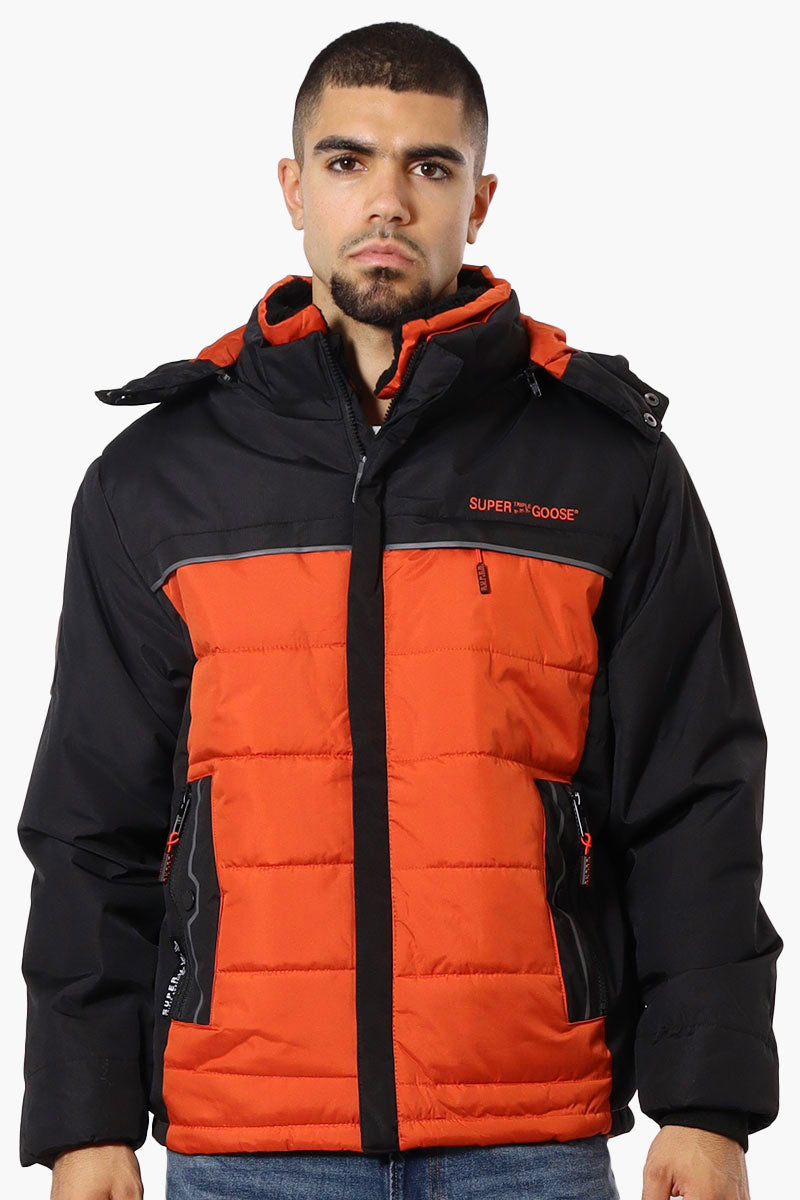 Super Triple Goose Contrast Detail Bubble Bomber Jacket - Orange - Mens Bomber Jackets - Canada Weather Gear