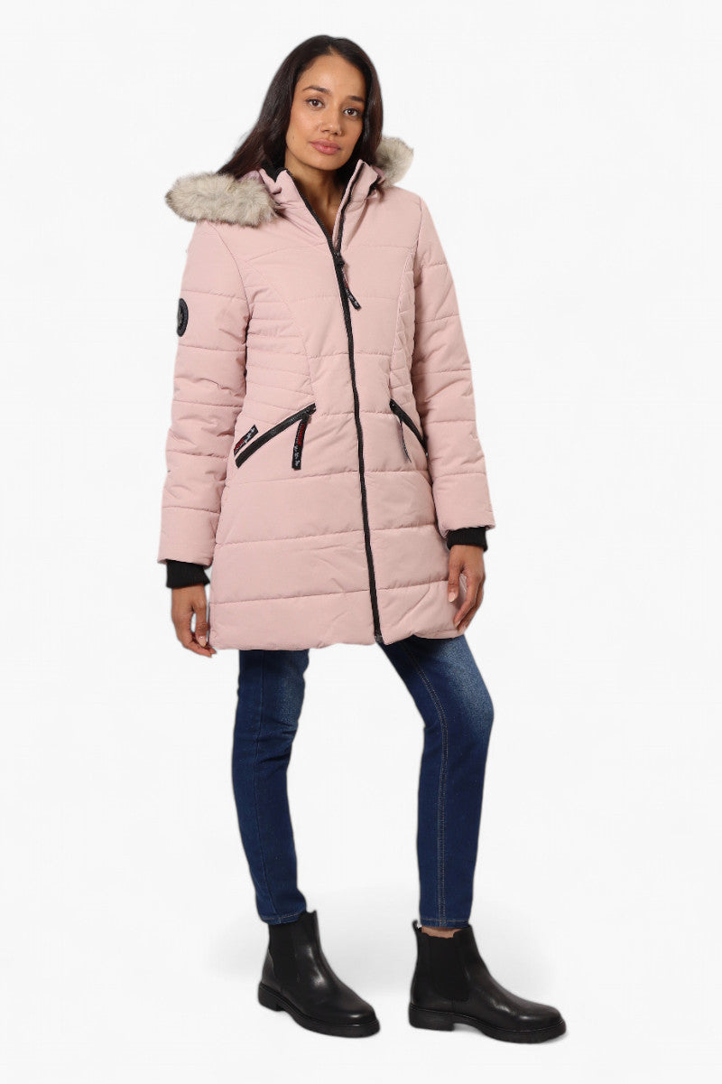 Canada Weather Gear Vegan Fur Hood Puffer Parka Jacket - Pink - Womens Parka Jackets - Canada Weather Gear