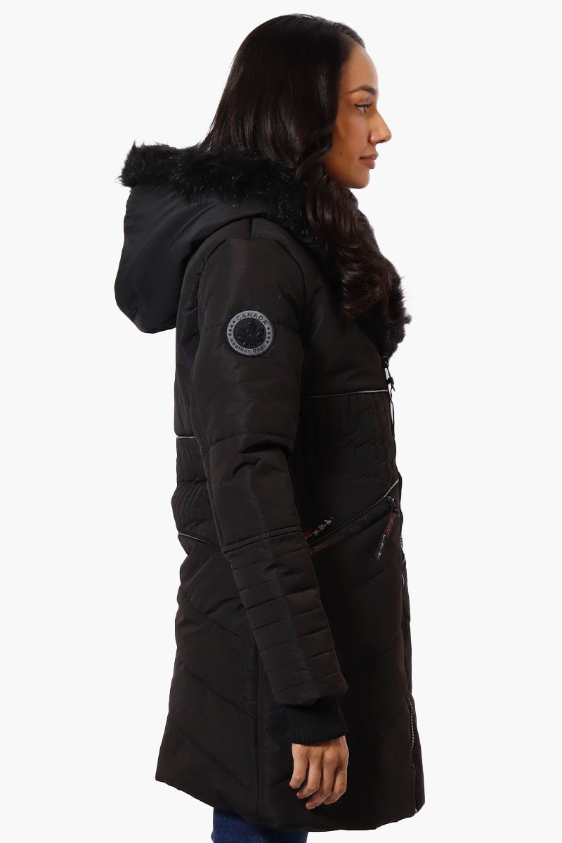 Canada Weather Gear Chevron Quilted Parka Jacket - Black - Womens Parka Jackets - Canada Weather Gear