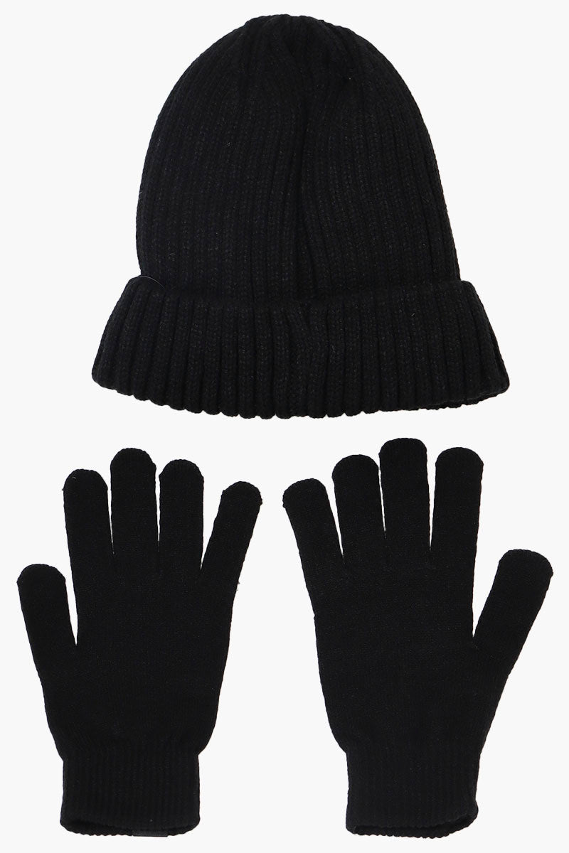 Canada Weather Gear Gloves Cuffed Beanie Hat Set - Black - Womens Hats - Canada Weather Gear