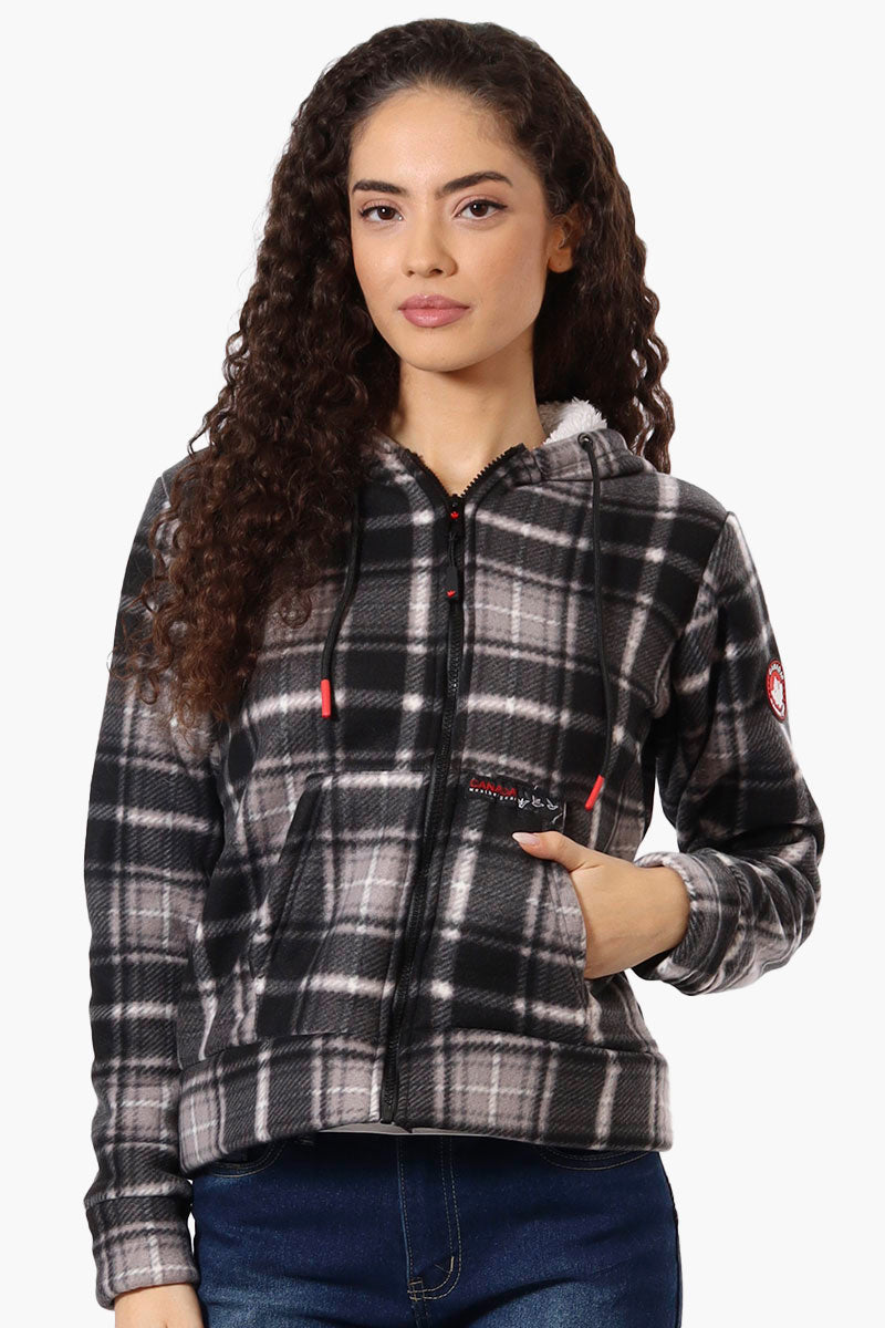 Canada Weather Gear Plaid Fleece Lined Hoodie - Black - Womens Hoodies & Sweatshirts - Canada Weather Gear