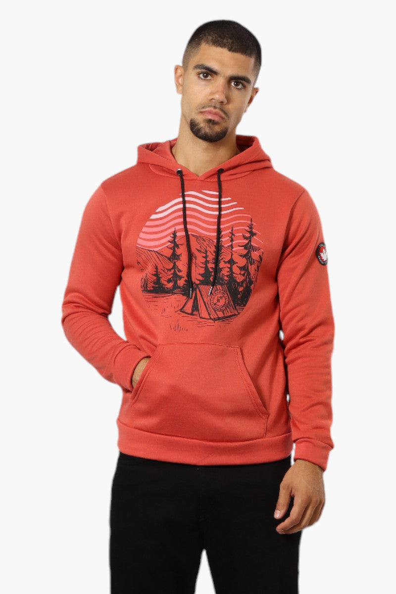 Canada Weather Gear Camping Print Hoodie - Coral - Mens Hoodies & Sweatshirts - Canada Weather Gear