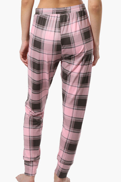 Cuddly Canuckies Plaid Jogger Pajama Pants - Pink - Womens Pajamas - Canada Weather Gear