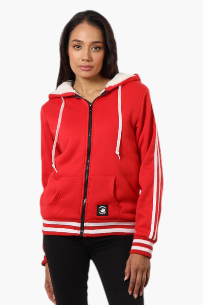 Canada Weather Gear Hooded Sherpa Lined Lightweight Jacket - Red - Womens Lightweight Jackets - Canada Weather Gear