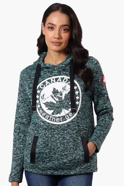 Canada Weather Gear Chest Logo Fleece Hoodie - Teal - Womens Hoodies & Sweatshirts - Canada Weather Gear