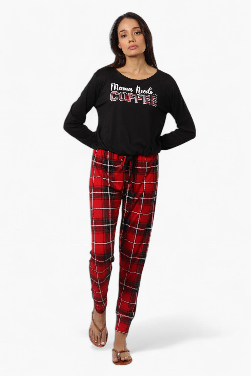 Canada Weather Gear Plaid Tie Waist Jogger Pajama Pants - Red - Womens Pajamas - Canada Weather Gear