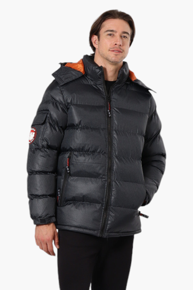 Canada Weather Gear Grid Pattern Bubble Bomber Jacket - Black - Mens Bomber Jackets - Canada Weather Gear