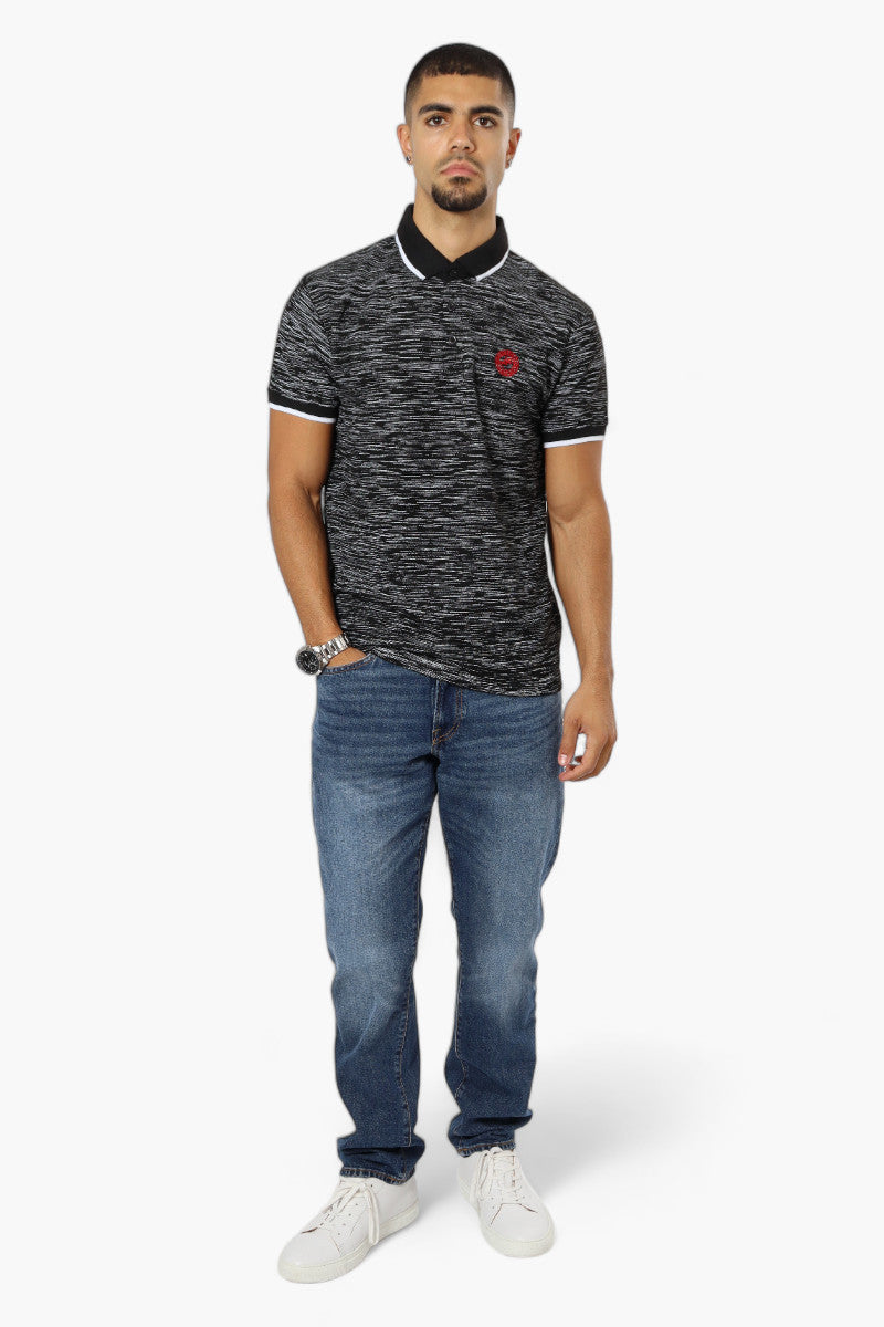 Canada Weather Gear Patterned Stripe Detail Polo Shirt - Black - Mens Polo Shirts - Canada Weather Gear