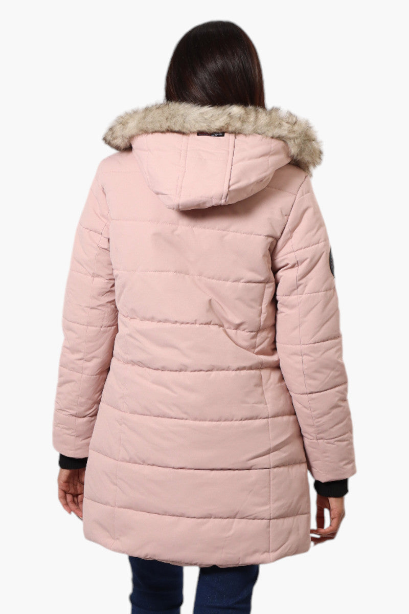 Canada Weather Gear Vegan Fur Hood Puffer Parka Jacket - Pink - Womens Parka Jackets - Canada Weather Gear