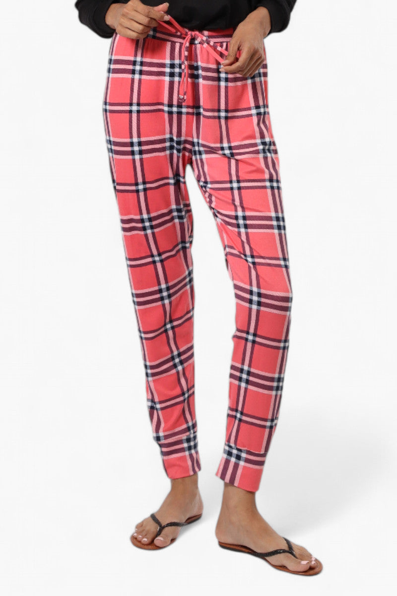 Canada Weather Gear Plaid Tie Waist Jogger Pajama Pants - Pink - Womens Pajamas - Canada Weather Gear