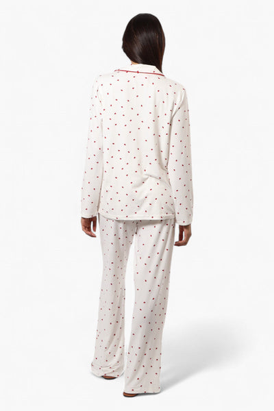 Canada Weather Gear Ladybug Pattern Wide Leg Pajama Pants - White - Womens Pajamas - Canada Weather Gear