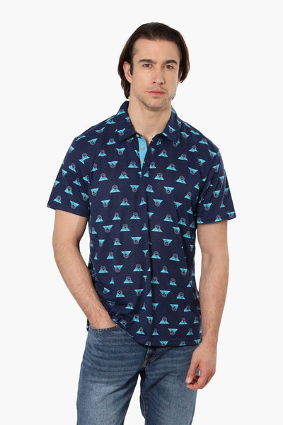 Canada Weather Gear Mountain Pattern Polo Shirt - Navy - Mens Polo Shirts - International Clothiers