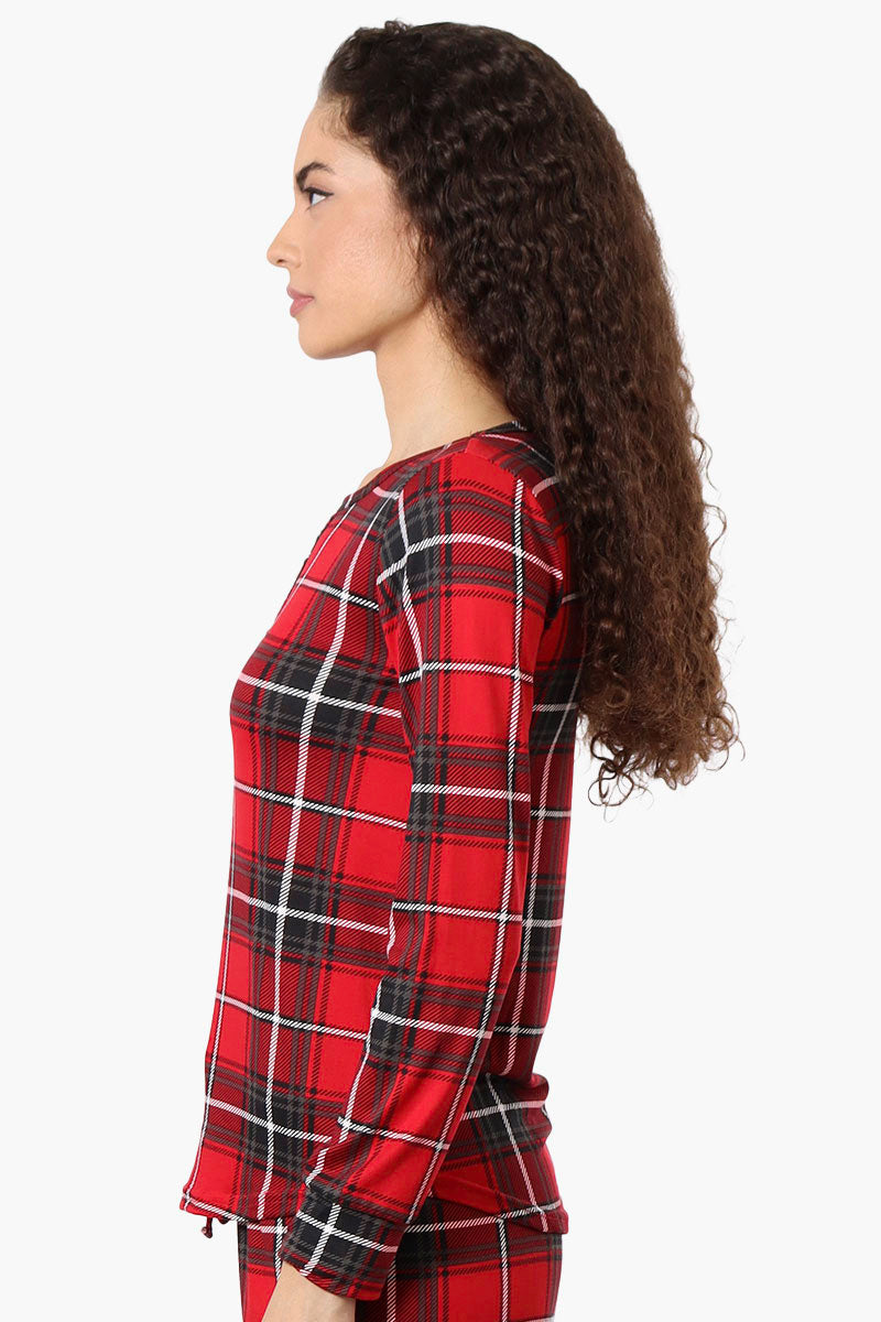 Canada Weather Gear Plaid Henley Pajama Top - Red - Womens Pajamas - Canada Weather Gear