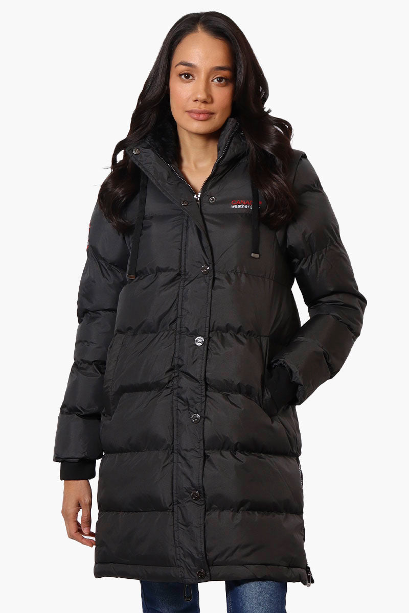 Canada Weather Gear Side Slit Puffer Parka Jacket - Black - Womens Parka Jackets - Canada Weather Gear