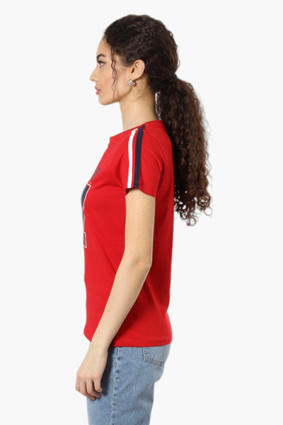 Canada Weather Gear Striped 67 Print Tee - Red - Womens Tees & Tank Tops - Canada Weather Gear