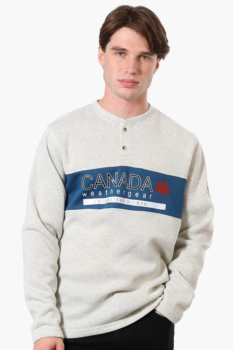 Canada Weather Gear Fleece Henley Sweatshirt - Stone - Mens Hoodies & Sweatshirts - Canada Weather Gear