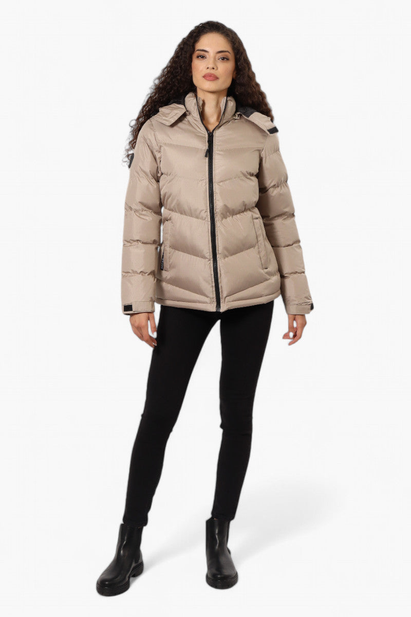 Canada Weather Gear Solid Bubble Bomber Jacket - Taupe - Womens Bomber Jackets - Canada Weather Gear