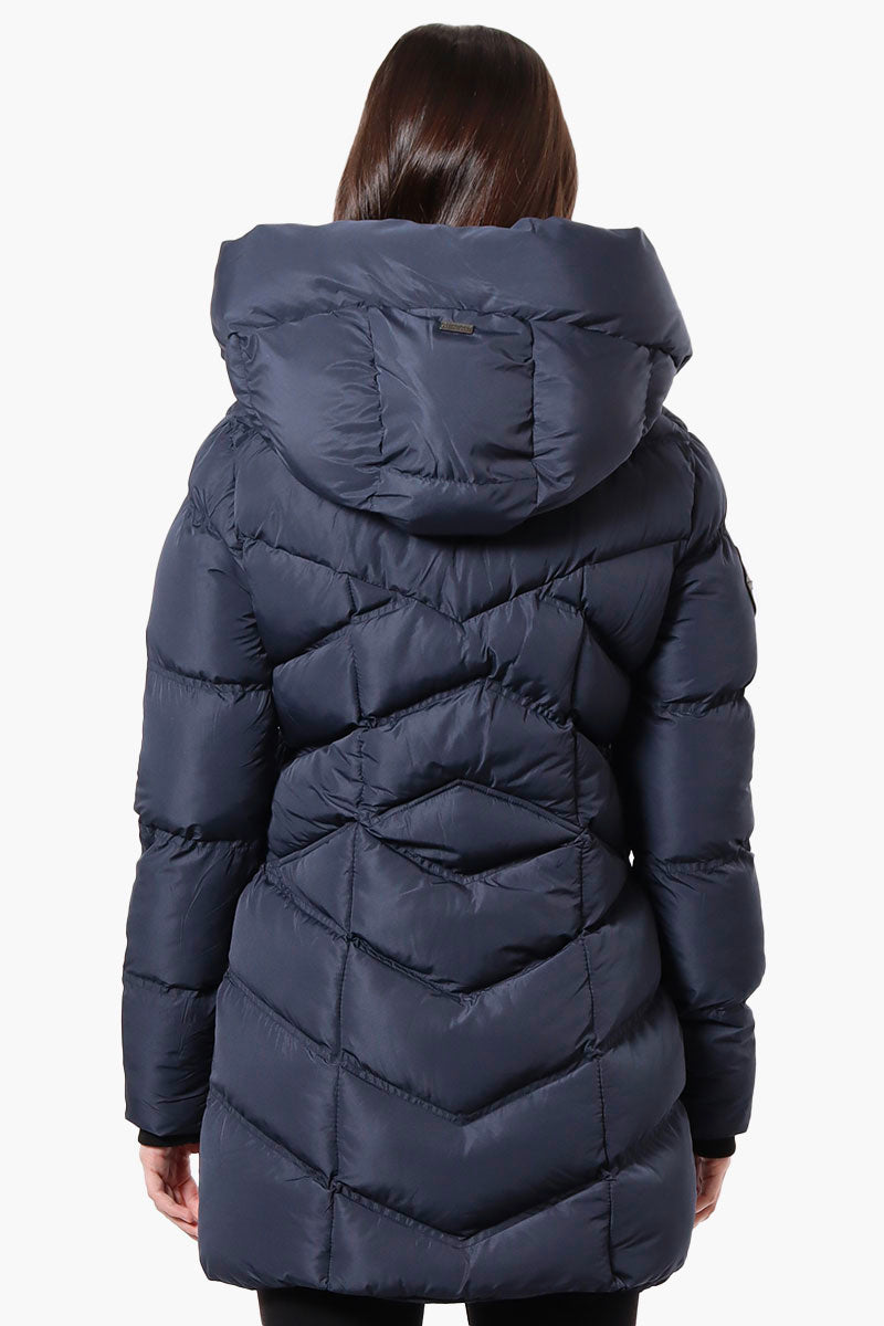 Canada Weather Gear Chevron Quilted Puffer Parka Jacket - Navy - Womens Parka Jackets - Canada Weather Gear