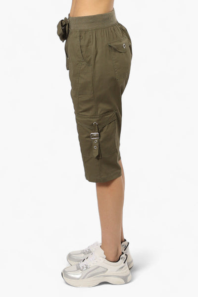 Canada Weather Gear Tie Waist Cargo Capris - Olive - Womens Shorts & Capris - Canada Weather Gear