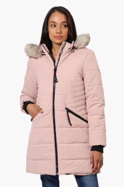 Canada Weather Gear Vegan Fur Hood Puffer Parka Jacket - Pink - Womens Parka Jackets - Canada Weather Gear