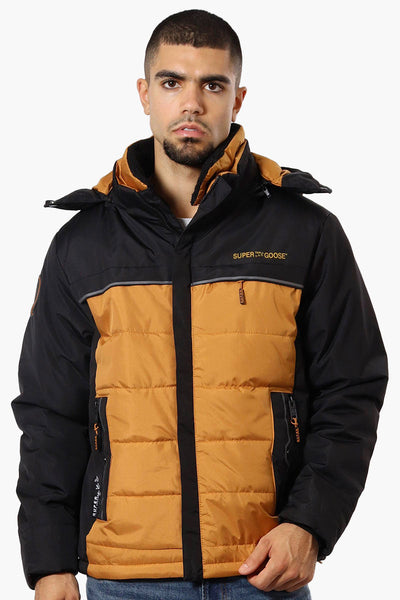 Super Triple Goose Contrast Detail Bubble Bomber Jacket - Brown - Mens Bomber Jackets - Canada Weather Gear