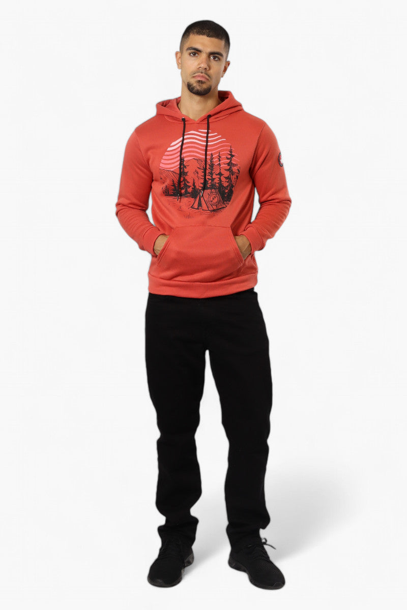 Canada Weather Gear Camping Print Hoodie - Coral - Mens Hoodies & Sweatshirts - Canada Weather Gear