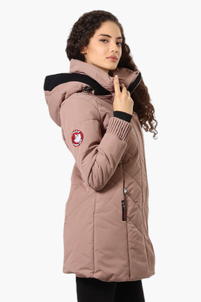 Canada Weather Gear Chevron Quilted Parka Jacket - Brown - Womens Parka Jackets - Canada Weather Gear